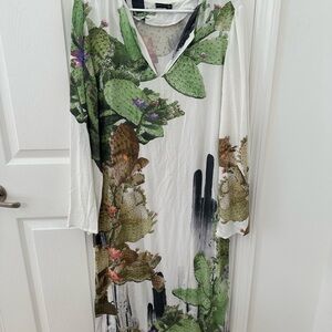 Floral Maxi Dress in Green and White Brazil